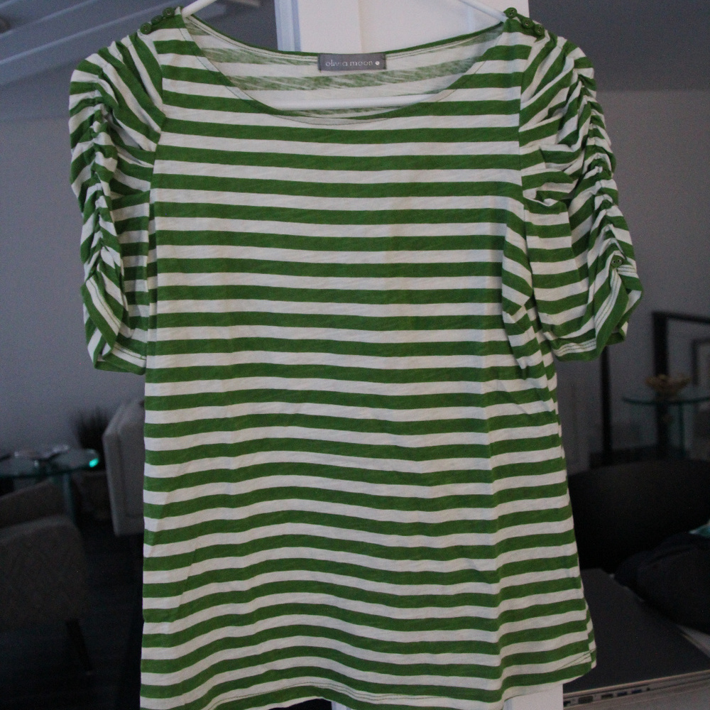 Boatneck Ruched Shoulder Elbow Sleeve Top